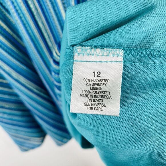 Dressbarn Size 12 Crochet Striped Sleeveless Fit & Flare Dress Blue - Picture 5 of 6